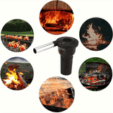 Darrahopens Outdoor Recreation > Camping > Camping Appliances Use the portable battery-powered barbecue fan blower to enhance your outdoor cooking experience. It is ideal for camping, picnics, and charcoal grilling, ensuring efficient airflow for quick and even charcoal ignition.