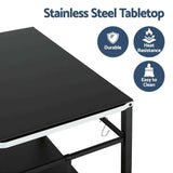 Darrahopens Outdoor Recreation > Camping > Camping Appliances Weisshorn BBQ Camp Party Table, Garden Backyard Outdoor Cart Stainless Steel Prep Table Mobile Kitchen Trolley Heavy Duty with Wheels Tank Holder Hooks, Black
