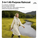 Darrahopens Outdoor Recreation > Camping > Camping Appliances White Full-Cover Hooded EVA Raincoat, Long Trench Coat Waterproof Rain Poncho with Adjustable Waist & Collar Drawstring, Zipper & Snap Windproof Closure, Extended Clear Brim and Covered Pockets for Dailywear Cycling Hiking Camping Use, L Size