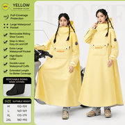 Darrahopens Outdoor Recreation > Camping > Camping Appliances Yellow Full Coverage & Extended Cycling Hooded Rain Poncho with Detachable Shoe Covers, 2XL Size – Thickened Waterproof Oxford Motorcycle Raincoat with Face-Protection Elastic Collar, Large Storage Pocket and Foldable Sleeve Cover for Men Women Outdoor Us