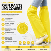 Darrahopens Outdoor Recreation > Camping > Camping Appliances Yellow Waterproof Rain Leg Covers and Long Half Rain Pants, Quick Pull-On with Adjustable Elastic Top & Snap Closure Cuffs – Lightweight & Reusable, Windproof & Mudproof for Commuting, Cycling, Garden and Outdoor Activities (1 Pair 3XL)