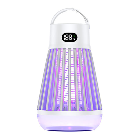 Darrahopens Outdoor Recreation > Camping > Camping Lights & Lanterns 2-in-1 Rechargeable Mosquito Zapper & Camping Lantern - 2000V Electric Insect Killer with Smart Digital Display - 2000mAh Battery Portable Bug Trap for Outdoor Tent Patio & Home - IPX5 Waterproof - White