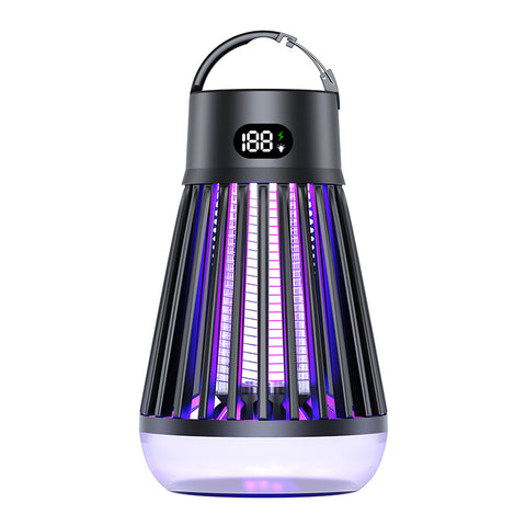 Darrahopens Outdoor Recreation > Camping > Camping Lights & Lanterns 2-in-1 Rechargeable Mosquito Zapper & Camping Lantern - 2000V Electric Insect Killer with Smart Digital Display - 2000mAh Battery Portable Bug Trap for Outdoor Tent Patio & Home - IPX5 Waterproof - Black