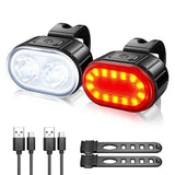 Darrahopens Outdoor Recreation > Camping > Camping Lights & Lanterns Bike Lights for Night Riding, USB Rechargeable LED Waterproof IPX5 Bicycle Lights  Rear Taillight Set with Mode Memory and Super Bright 6 Modes Options