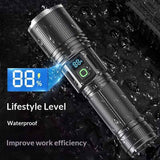 Darrahopens Outdoor Recreation > Camping > Camping Lights & Lanterns High Lumen Flashlight - with LCD Display, Zoomable Long Beam - for Camping, Dog Walking, for Home Emergency Rechargeable Flashlights