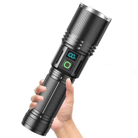 Darrahopens Outdoor Recreation > Camping > Camping Lights & Lanterns High Lumen Flashlight - with LCD Display, Zoomable Long Beam - for Camping, Dog Walking, for Home Emergency Rechargeable Flashlights