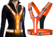 Darrahopens Outdoor Recreation > Camping > Camping Lights & Lanterns LED Reflective Vest Running Gear USB Rechargeable LED Light Up Vest High Visibility with Adjustable Waist and Shoulde for Night Walking Cycling, High Visibility Running Vest with Reflective Strips -Green