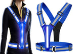 Darrahopens Outdoor Recreation > Camping > Camping Lights & Lanterns LED Reflective Vest Running Gear USB Rechargeable LED Light Up Vest High Visibility with Adjustable Waist and Shoulde for Night Walking Cycling, High Visibility Running Vest with Reflective Strips -Blue