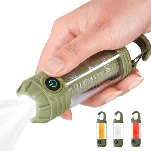 Darrahopens Outdoor Recreation > Camping > Camping Lights & Lanterns Rechargeable LED Camping Lantern Flashlight: 6 Modes, USB-C, Portable for Hiking, Emergency, Night Walking & Outdoor Adventures（green）