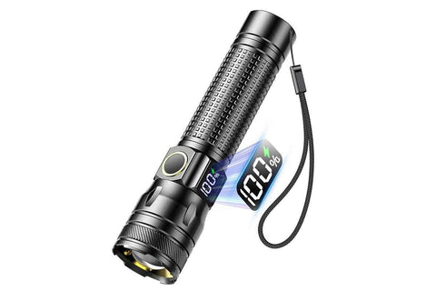 Darrahopens Outdoor Recreation > Camping > Camping Lights & Lanterns Rechargeable LED Flashlights with Digital Power Display Zoomable High Lumens Bright EDC Flashlight for Outdoor
