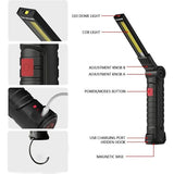 Darrahopens Outdoor Recreation > Camping > Camping Lights & Lanterns Rechargeable LED Work Light 2 Pack Magnetic COB USB Torch 5 Modes 360° Camping Lamp for Workshop Garage Emergency Auto Inspection Lighting{YG}