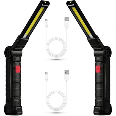 Darrahopens Outdoor Recreation > Camping > Camping Lights & Lanterns Rechargeable LED Work Light 2 Pack Magnetic COB USB Torch 5 Modes 360° Camping Lamp for Workshop Garage Emergency Auto Inspection Lighting{YG}