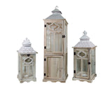 Darrahopens Outdoor Recreation > Camping > Camping Lights & Lanterns Set 3 Tall Natural Wooden Lantern 117cm