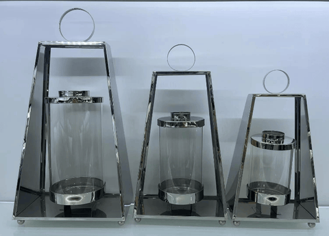 Darrahopens Outdoor Recreation > Camping > Camping Lights & Lanterns Tear Steel Lanterns Set of 3 Silver