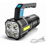 Darrahopens Outdoor Recreation > Camping > Camping Lights & Lanterns Ultra Powerful Rechargeable Cob LED Flashlight Waterproof Work Light 4 Modes Portable Emergency Torch For Hiking
