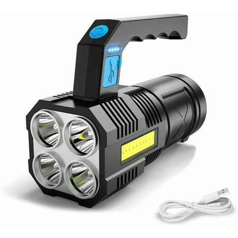 Darrahopens Outdoor Recreation > Camping > Camping Lights & Lanterns Ultra Powerful Rechargeable Cob LED Flashlight Waterproof Work Light 4 Modes Portable Emergency Torch For Hiking