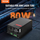 Darrahopens Outdoor Recreation > Camping > Camping Lights & Lanterns VEVOR CO2 Laser Power Supply, 80W, Power Supply for 80W Laser Tube, Constant Current Protection, Open Circuit Protection, Fast Heat Dissipation, Compatible for Multi-brand Laser Engravers & Cutters