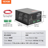 Darrahopens Outdoor Recreation > Camping > Camping Lights & Lanterns VEVOR CO2 Laser Power Supply, 80W, Power Supply for 80W Laser Tube, Constant Current Protection, Open Circuit Protection, Fast Heat Dissipation, Compatible for Multi-brand Laser Engravers & Cutters