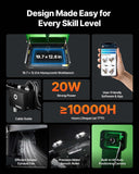 Darrahopens Outdoor Recreation > Camping > Camping Lights & Lanterns VEVOR Laser Engraver, 20W, Laser Engraving and Cutting Machine with Enclosure Camera, Laser Cutter, 36000 mm/min, 500 x 320 mm Working Area, for Wood, Leather, Glass, Paper, Certain Metal, Class 1