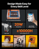 Darrahopens Outdoor Recreation > Camping > Camping Lights & Lanterns VEVOR Laser Engraver, 20W, Laser Engraving and Cutting Machine with Enclosure Camera, Laser Cutter, 400 x 400 mm Working Area, 30000 mm/min, for Wood, Leather, Glass, Paper, Certain Metal, Class 1