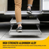 Darrahopens Outdoor Recreation > Camping > Caravan Accessories Heavy Duty Double Aluminium Caravan Step – Anti-Slip RV Entry Step, Stable 2-Tier Camping Step, Durable Outdoor Access Step, 54.5 x 77.5 x 30cm In Australia - Darrahopens