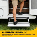 Darrahopens Outdoor Recreation > Camping > Caravan Accessories Heavy Duty Pull-Out Caravan Step – Folding Aluminium RV Entry Step, Non-Slip Portable Camping Step, Space-Saving Retractable Design, 58 x 54 x 17cm In Australia - Darrahopens