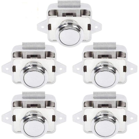 Darrahopens Outdoor Recreation > Camping > Caravan Accessories Push Button Camper - Lock Latch Door Closer Cupboard Knob For Rv Motorhome Caravan 5 pcs Silver