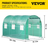 Darrahopens Outdoor Recreation > Camping > Caravan Accessories VEVOR Walk-in Tunnel Greenhouse Galvanized Frame & Waterproof Cover 12x7x7 ft