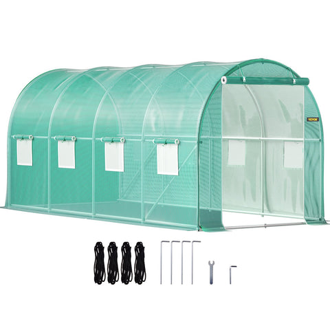 Darrahopens Outdoor Recreation > Camping > Caravan Accessories VEVOR Walk-in Tunnel Greenhouse Galvanized Frame & Waterproof Cover 15x7x7 ft
