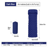Darrahopens Outdoor Recreation > Camping > Inflatable Mattresses 2pc Ultralight Inflatable Camping Sleeping Mat with Integrated Pillow - Waterproof 40D Nylon TPU(Dark Blue)