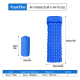 Darrahopens Outdoor Recreation > Camping > Inflatable Mattresses 2pc Ultralight Inflatable Camping Sleeping Mat with Integrated Pillow - Waterproof 40D Nylon TPU(Royal Blue)