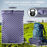 Darrahopens Outdoor Recreation > Camping > Inflatable Mattresses Double Camping Pad with Built-in Pillow: Foot Pump Inflatable Mattress for Tent/Backpacking – Ultralight, Foldable (Dark Blue)