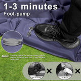 Darrahopens Outdoor Recreation > Camping > Inflatable Mattresses Double Camping Pad with Built-in Pillow: Foot Pump Inflatable Mattress for Tent/Backpacking – Ultralight, Foldable (Dark Blue)