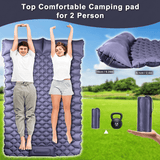 Darrahopens Outdoor Recreation > Camping > Inflatable Mattresses Double Camping Pad with Built-in Pillow: Foot Pump Inflatable Mattress for Tent/Backpacking – Ultralight, Foldable (Dark Blue)