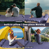 Darrahopens Outdoor Recreation > Camping > Inflatable Mattresses Double Camping Pad with Built-in Pillow: Foot Pump Inflatable Mattress for Tent/Backpacking – Ultralight, Foldable (Dark Blue)