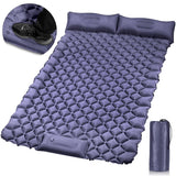Darrahopens Outdoor Recreation > Camping > Inflatable Mattresses Double Camping Pad with Built-in Pillow: Foot Pump Inflatable Mattress for Tent/Backpacking – Ultralight, Foldable (Dark Blue)