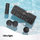 Darrahopens Outdoor Recreation > Camping > Inflatable Mattresses Everfit Foam Roller Set 4 in 1 Grid High Density Massager for Deep Tissue Trigger Point Myofascial Release Back Pain Muscle Recovery Gym Home Fitness Equipment with Storage Bag Supports 150kg