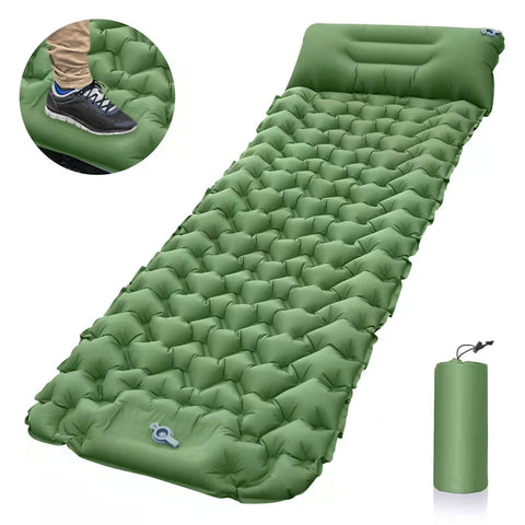 Darrahopens Outdoor Recreation > Camping > Inflatable Mattresses Self-Inflating Camping Mattress: Thick Lightweight Single Camping Mattress Inflatable and Attachable Double Camping Mat and Compact Inflatable Olive Green