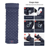 Darrahopens Outdoor Recreation > Camping > Inflatable Mattresses Ultralight Camping Sleeping Pad: Built-in Foot Pump, Integrated Pillow – Compact, Waterproof for Hiking/Backpacking (Dark Blue)