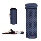 Darrahopens Outdoor Recreation > Camping > Inflatable Mattresses Ultralight Camping Sleeping Pad: Built-in Foot Pump, Integrated Pillow – Compact, Waterproof for Hiking/Backpacking (Dark Blue)