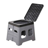 Grey Portable Folding Toilet Stool Outdoor Camping Car Emergency Portable Potty Chair