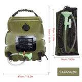 Darrahopens Outdoor Recreation > Camping > Portable Toilets & Showers Solar Portable Shower Bag, 5 Gal/20L Solar Heating Camping Shower Bag with Removable Hose&On-Off Switchable Shower Head, Compact Camping Shower  green