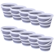 Darrahopens Outdoor Recreation > Camping > Tents 10x 10L Foldable Collapsible Bucket Silicone Hike/Camp/Fish Bulk - Grey/White In Australia - Darrahopens