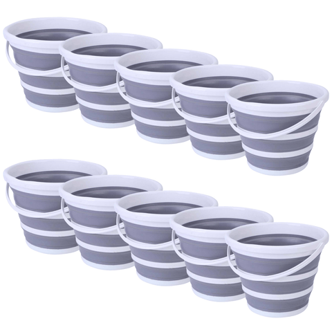 Darrahopens Outdoor Recreation > Camping > Tents 10x 10L Foldable Collapsible Bucket Silicone Hike/Camp/Fish Bulk - Grey/White In Australia - Darrahopens