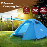 Darrahopens Outdoor Recreation > Camping > Tents 2 Person Portable Outdoor Lightweight Cycling Hiking Backpacking Camping Waterproof Tent - Blue
