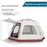 Darrahopens Outdoor Recreation > Camping > Tents 5-8 Person Hexagonal Camping Tent | Double-Layer Silver Coated Waterproof Shelter with Awning (280*280*158cm)