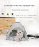 Darrahopens Outdoor Recreation > Camping > Tents Grey Premium Portable Pet Tent Bed with Cooling Mat - Breathable Foldable Outdoor Indoor Cat Dog House Shelter for Summer(Size: M)