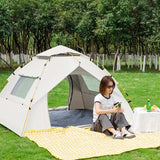 Darrahopens Outdoor Recreation > Camping > Tents Khaki 3-4 Person Lightweight Camping Tent (210*200*135cm) | UV Protection Silver Coated, Dual Doors & Windows