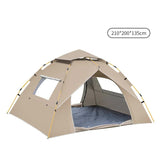 Darrahopens Outdoor Recreation > Camping > Tents Khaki 3-4 Person Lightweight Camping Tent (210*200*135cm) | UV Protection Silver Coated, Dual Doors & Windows