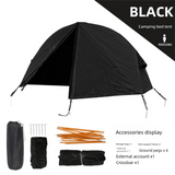 Darrahopens Outdoor Recreation > Camping > Tents Single Person Off-Ground Camping Tent Portable Folding Bed Cover with Mosquito Net UV-Resistant Fishing Tent Black